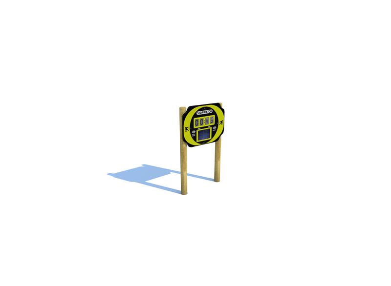 Technical render of a Solar Powered Stop Watch on Posts