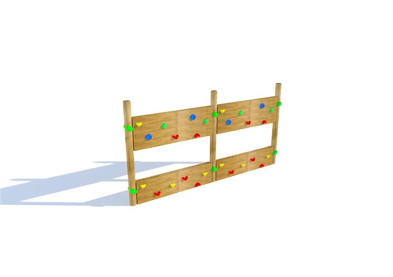Technical render of a Double-Sided Timber Climbing Wall