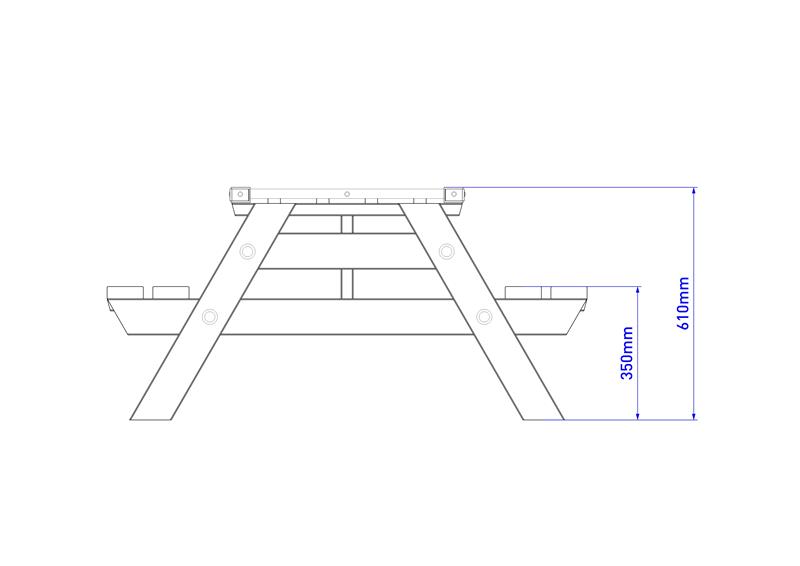 Technical render of a Picnic Table with Composter and Veggies Top