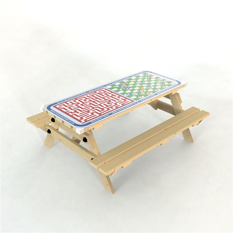 Technical render of a Picnic Table with Maze and Snakes Gametop