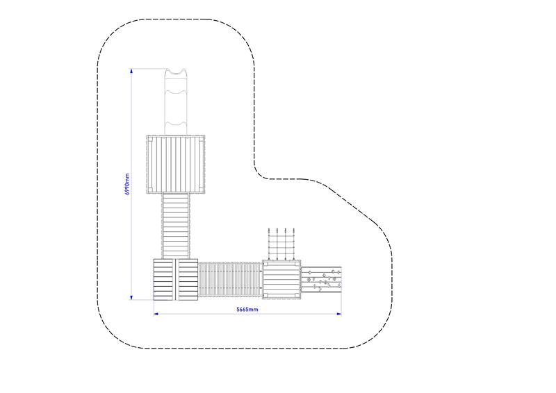 Technical render of a Carisbrooke Modular Play Tower 