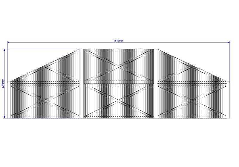 Technical render of a Timber Football Goal with Full Height Side Panels