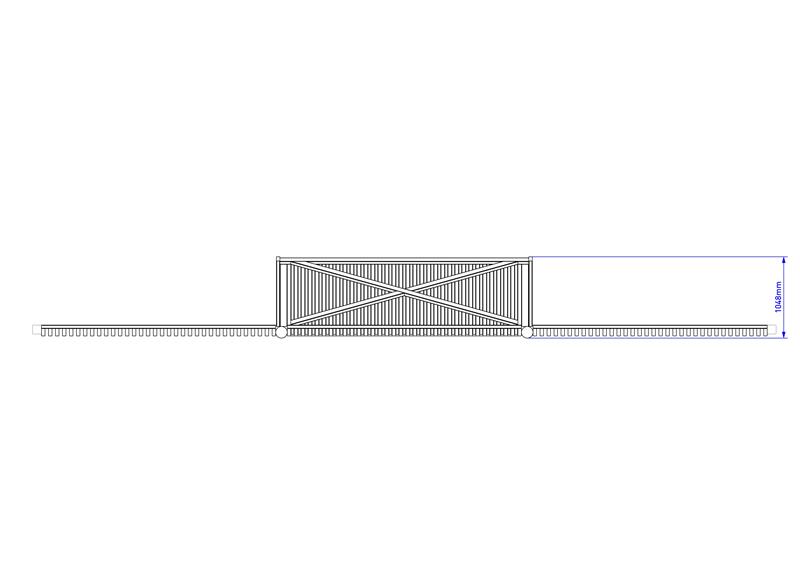 Technical render of a Timber Football Goal with Full Height Side Panels