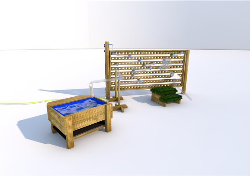 Technical render of a Water Wall with Water Play Package