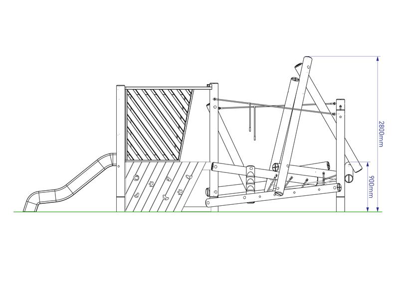 Technical render of a Harter Fell Climber with Platform and Slide
