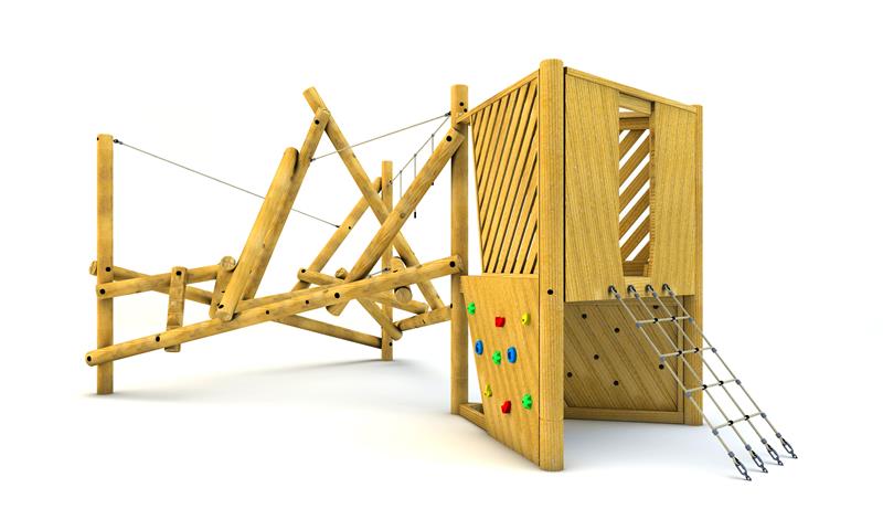 Technical render of a Bowfell Climber with Platform and Climbing Net