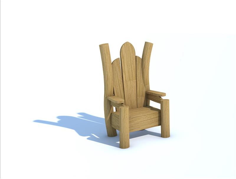 Technical render of a Robinia Storytelling Chair