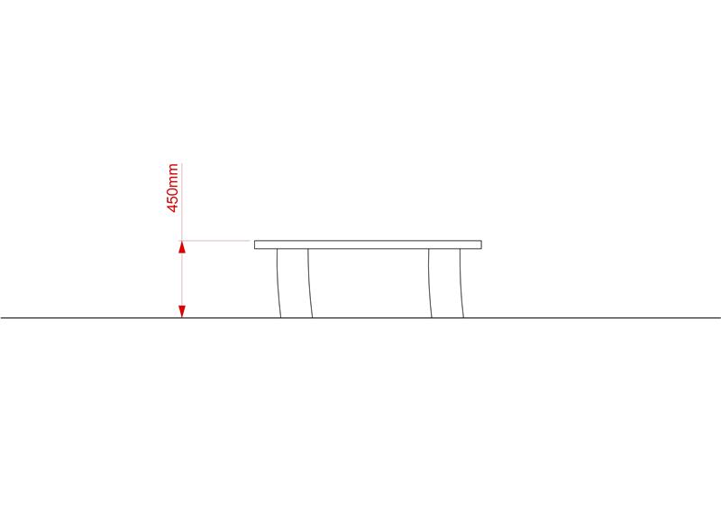 Technical render of a Robinia Perch Bench 1.25m