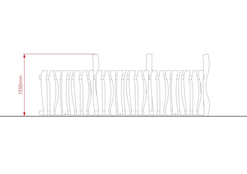 Technical render of a Robinia Fencing