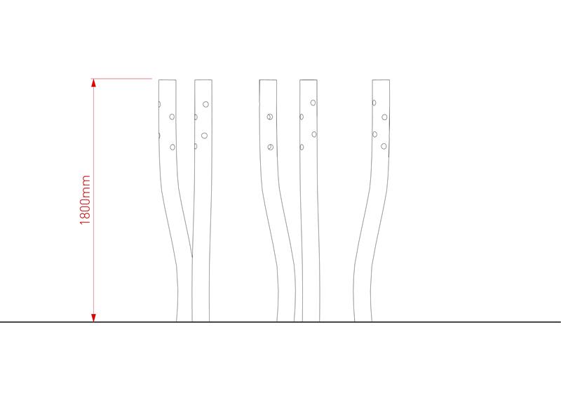 Technical render of a Robinia Den Making Posts (set of 5)