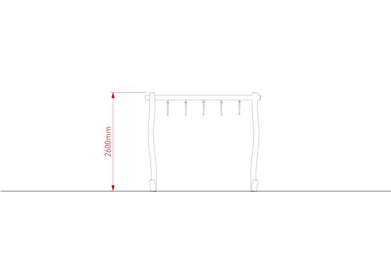 Technical render of a Robinia Trapeze Swing Traverse