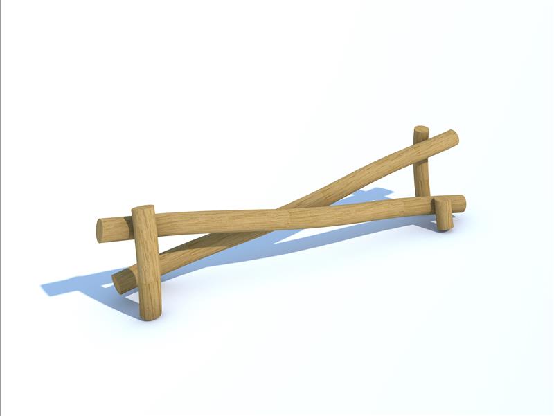 Technical render of a Robinia Twin Inclined Balance Beam