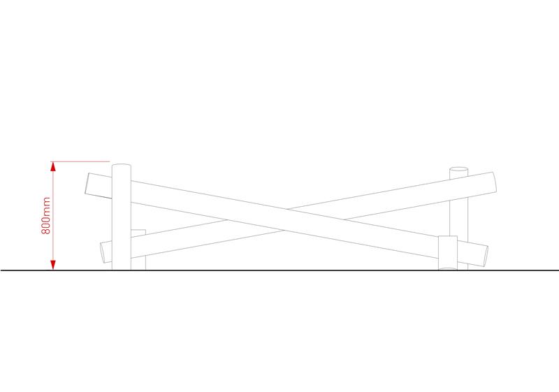 Technical render of a Robinia Twin Inclined Balance Beam