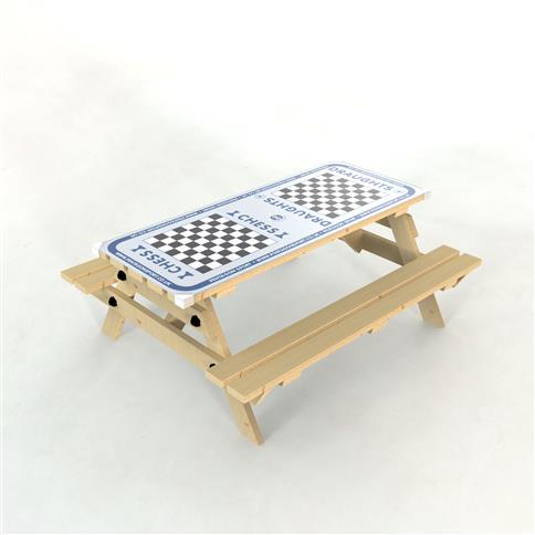 Picnic Table with Chess and Draughts Gametop