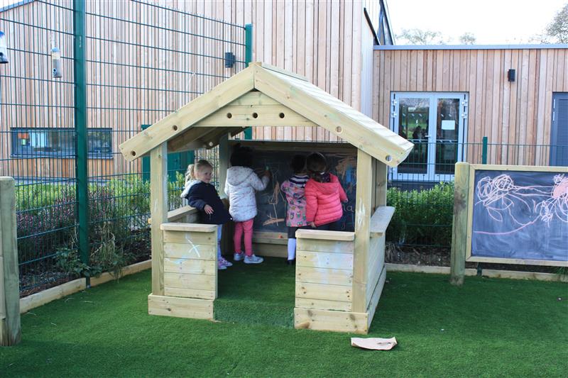 Small Playhouse with Walls, Chalkboard and Playturf Base OLD
