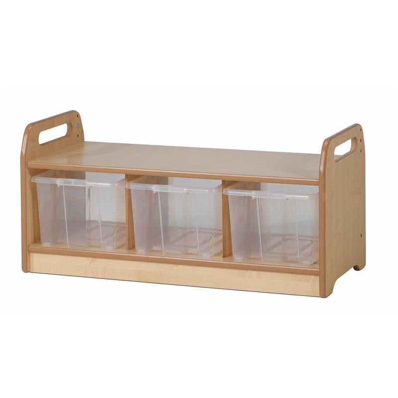 Millhouse Low Level Storage Bench with 3 Clear Tubs