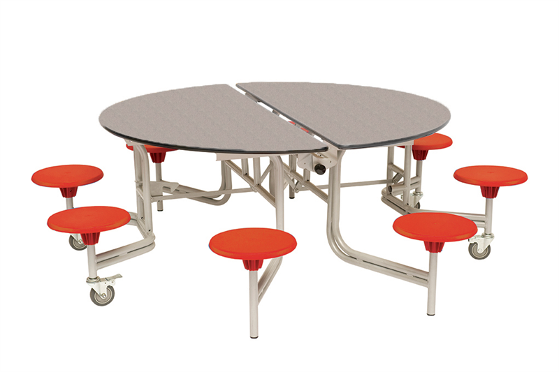 SpaceRight Eight Seat Round Mobile Folding Dining Table