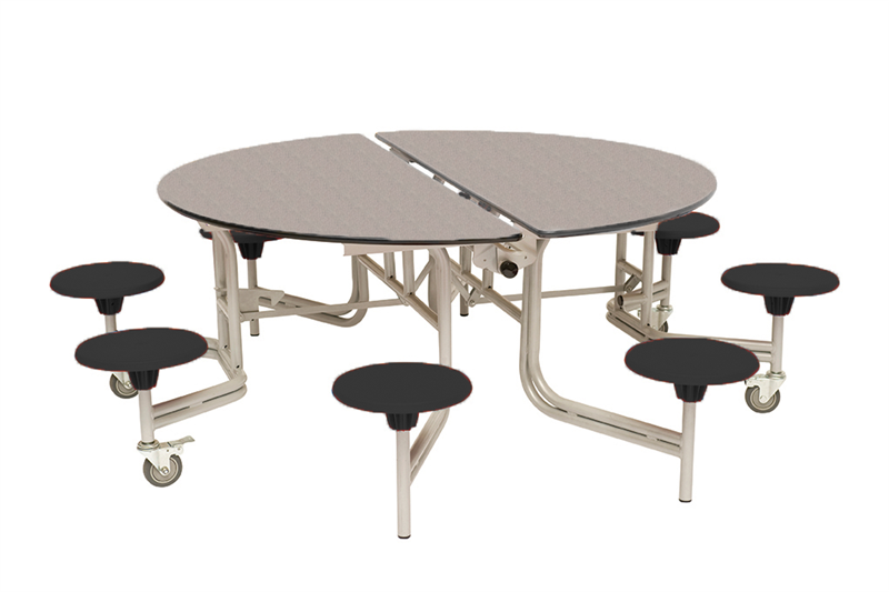 SpaceRight Eight Seat Round Mobile Folding Dining Table