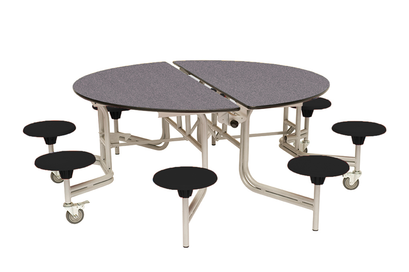 SpaceRight Eight Seat Round Mobile Folding Dining Table