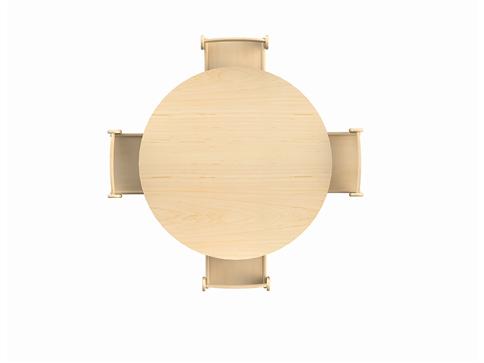 Millhouse Medium Circular Table + 4 Beech Stacking Chairs (H310mm)