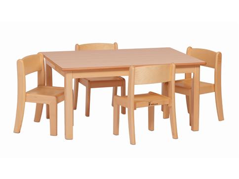 Millhouse Small Rectangular Table + 4 Beech Stacking Chairs (H210mm)