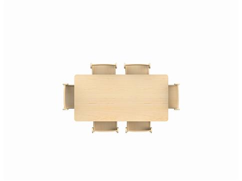 Millhouse Medium Rectangular Table + 6 Beech Stacking Chairs (H210mm)