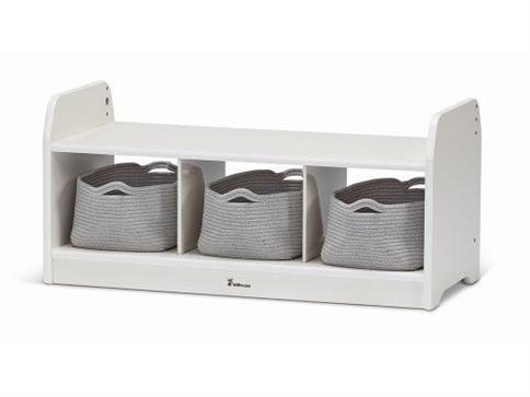 Millhouse White Low Storage Unit (3 LG Rope Baskets)