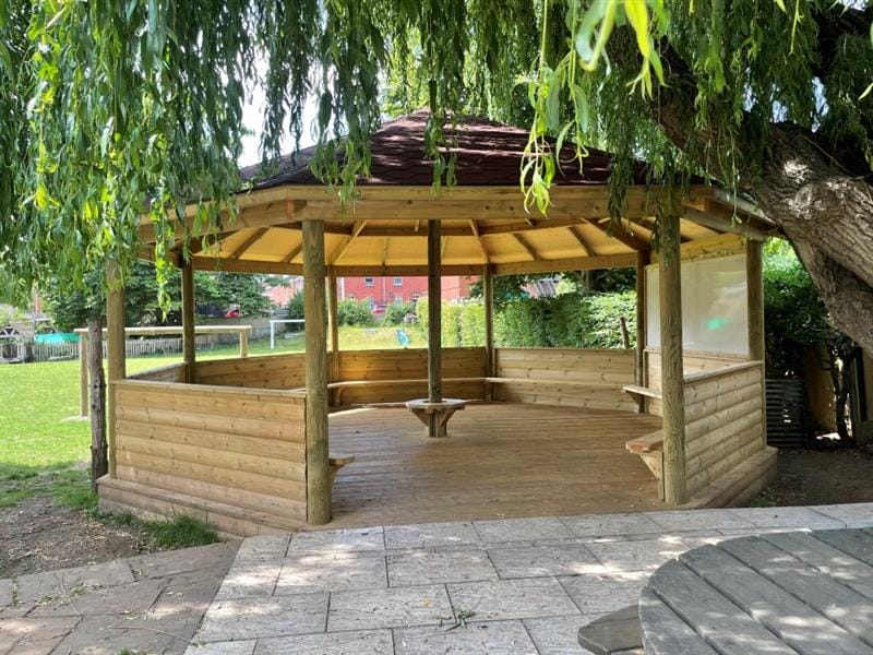 a shot of the empty octagonal gazebo