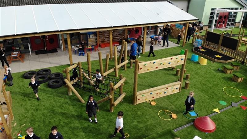 a birdseye view of the climbing equipment at orchid vale primary school
