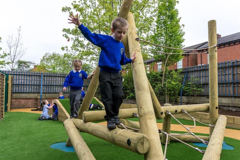 a child climbs on the bowfell climber in their newly developed climber