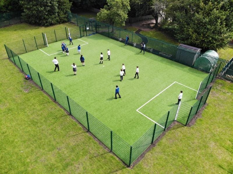 children playing on a multi use games area