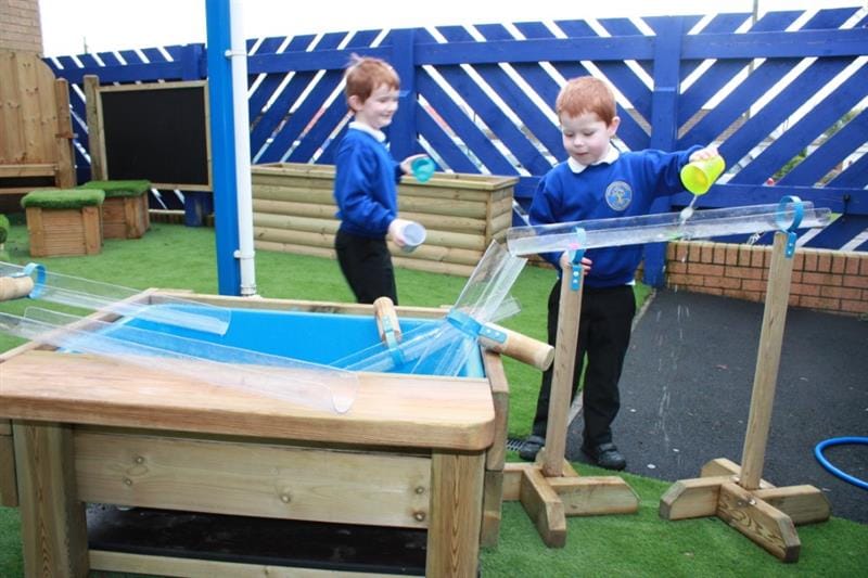 children playing with the water channels. 