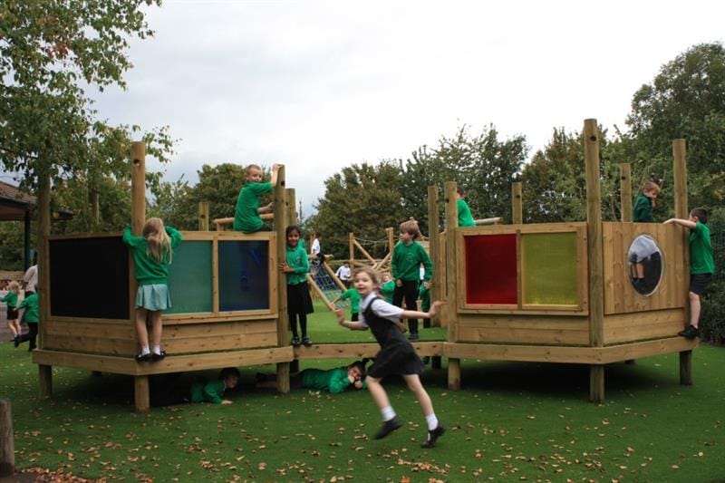 children running around a twin imagination station