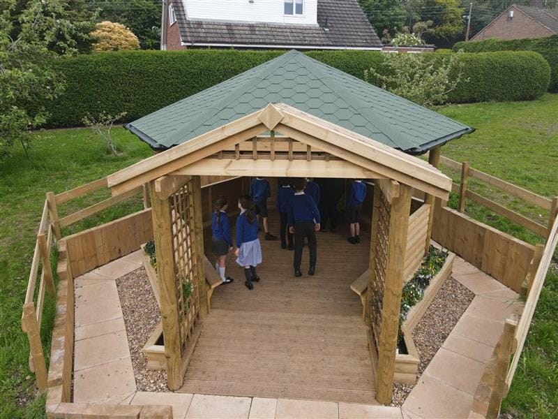 a birds eye view of our secret garden gazebo