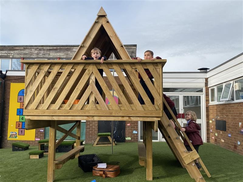 3 children on the tree top learning den 