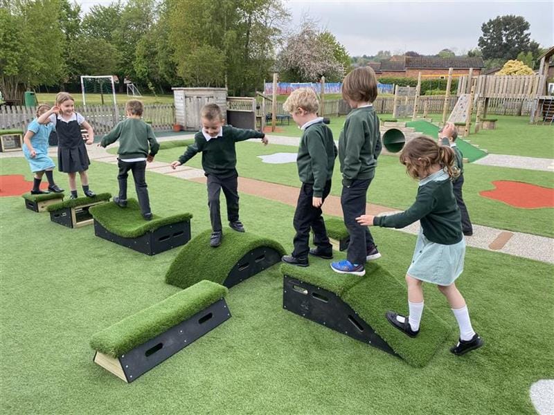 The children  climb along get set go blocks 