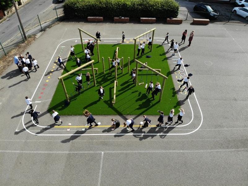 a birdseye view of the adventure fitness trim trail