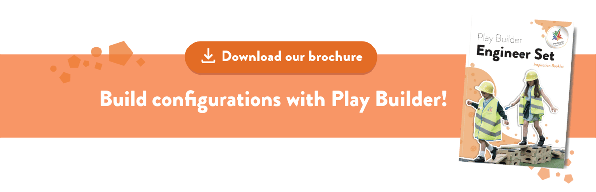 An orange banner with white text that says "build configurations with Play Builder". An orange CTA is above, showcasing the text "download our brochure".