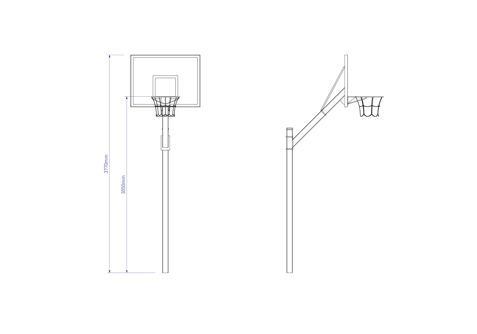 Adjustable Basketball Post 2D Elevation