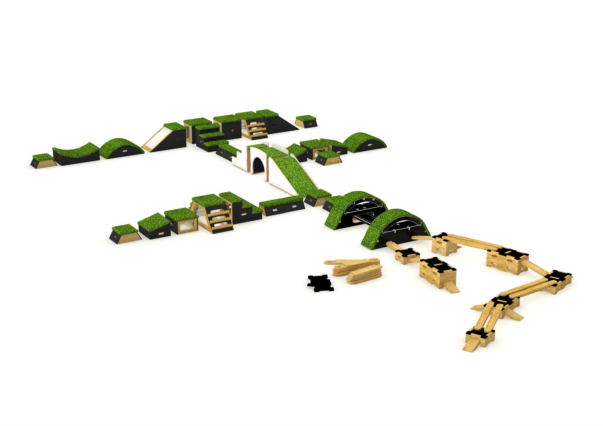 A 3D render of the Sports Premium Dynamic Discovery Package, showcasing all of the included equipment.