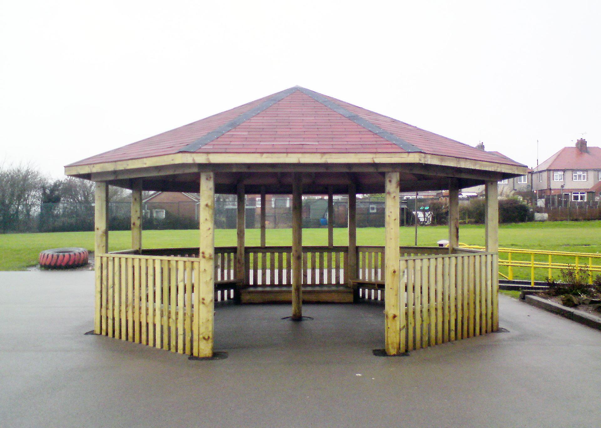 6m Wooden Octagonal Gazebo in School Playground