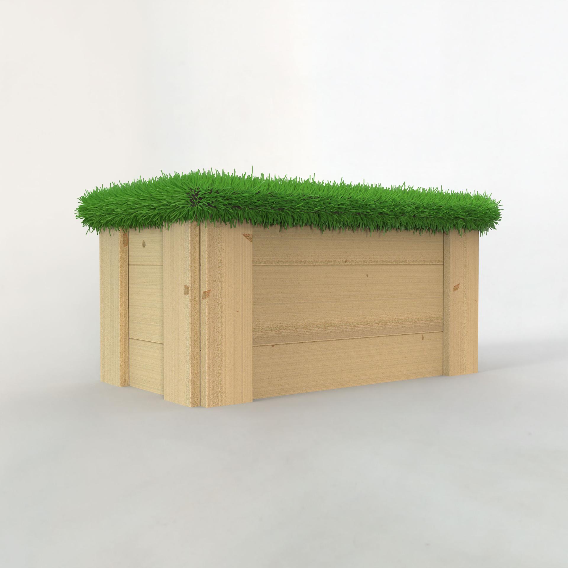 3D render image of the large movable artificial grass-topped seat