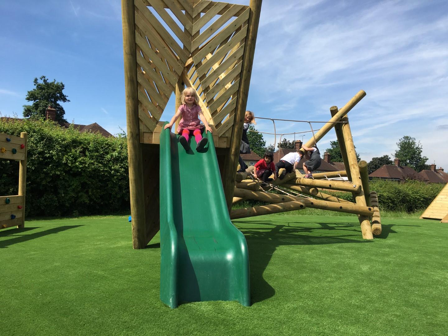 climbing frames with slides for schools