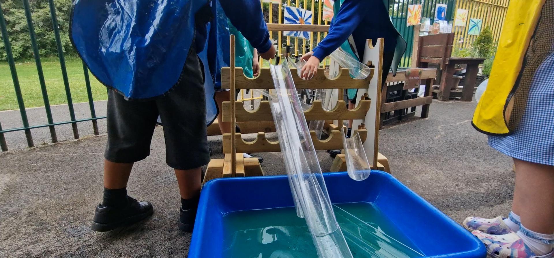 Water channel stands for primary school playgrounds