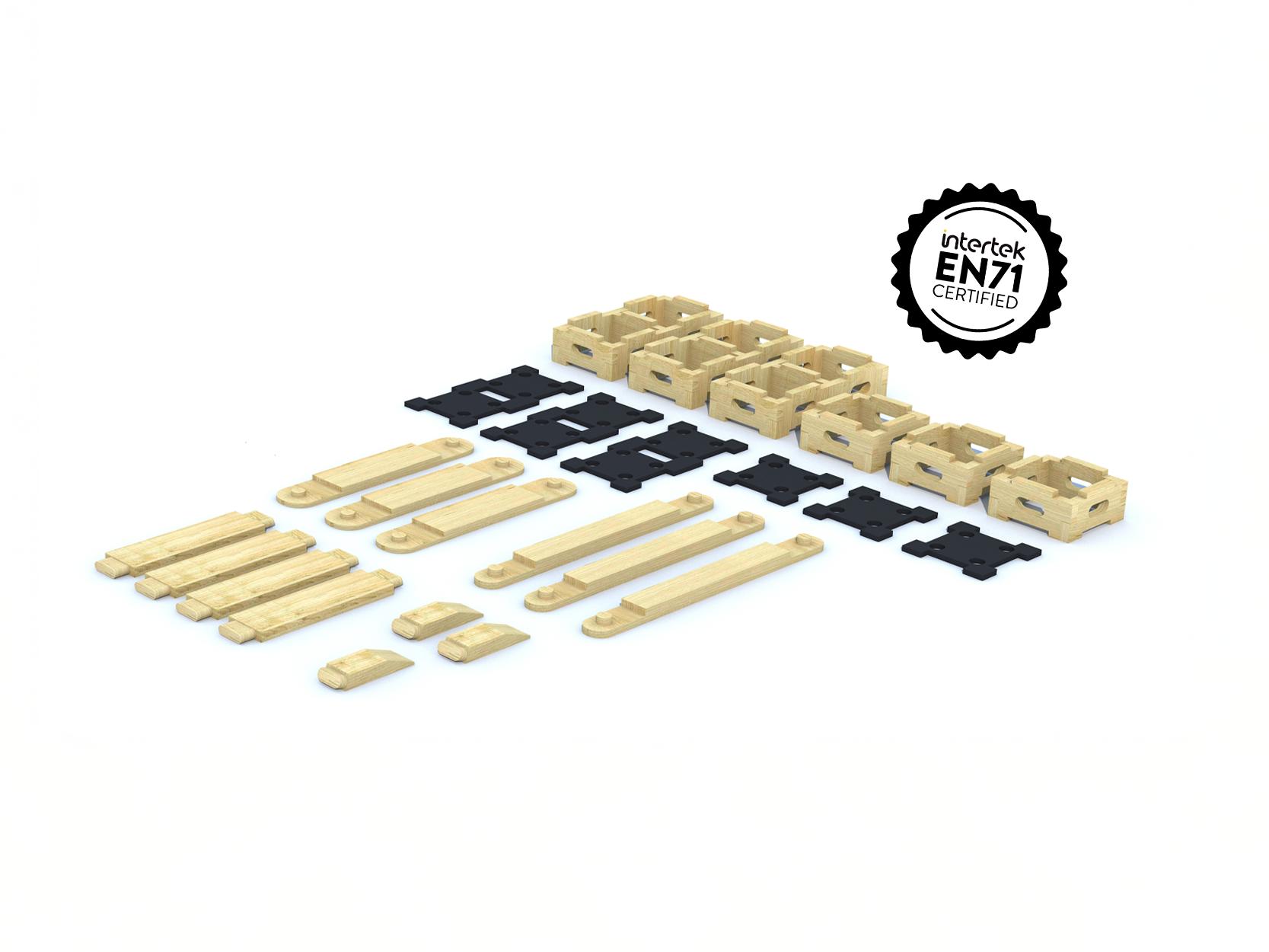 A 3D render showing the contents of the Play Builder Technician Set.