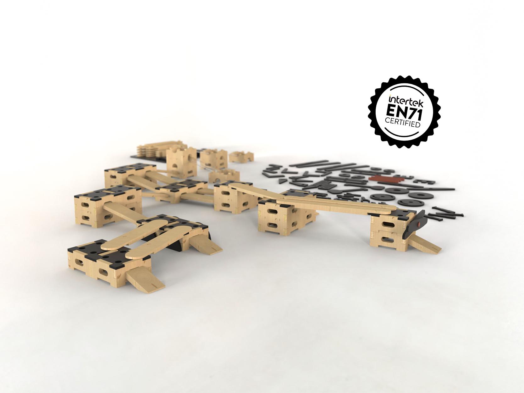 A set of wooden planks together in modular format.