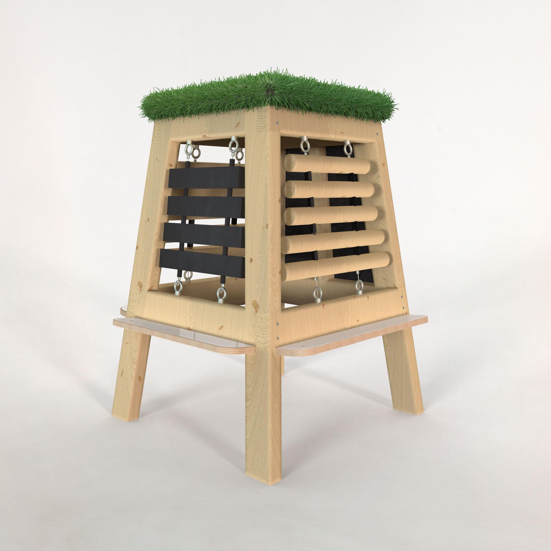 A 3d visualisation of the Group Music Easel on a white background.