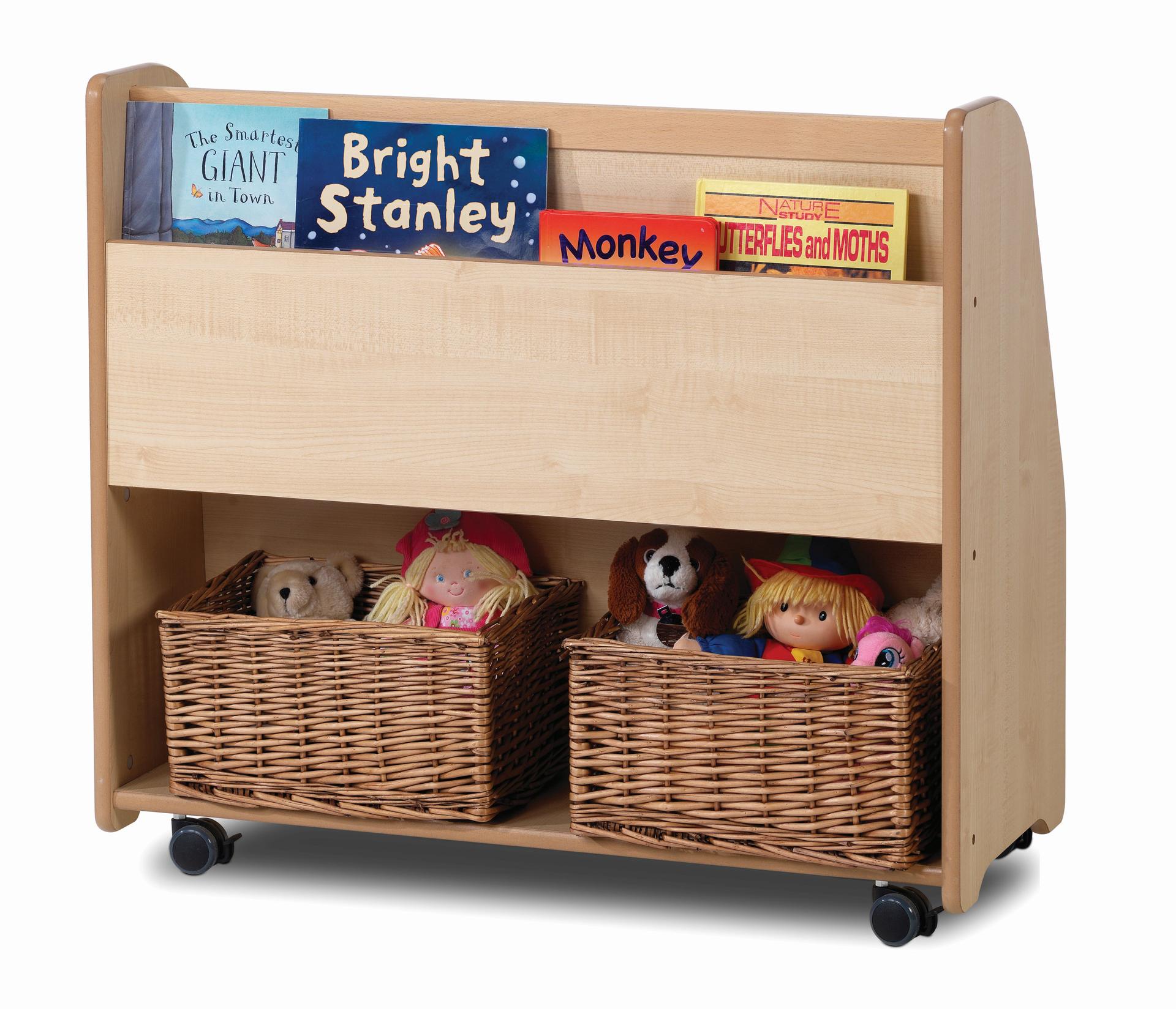 The back of a Mobile Tall Book Display on a white background.