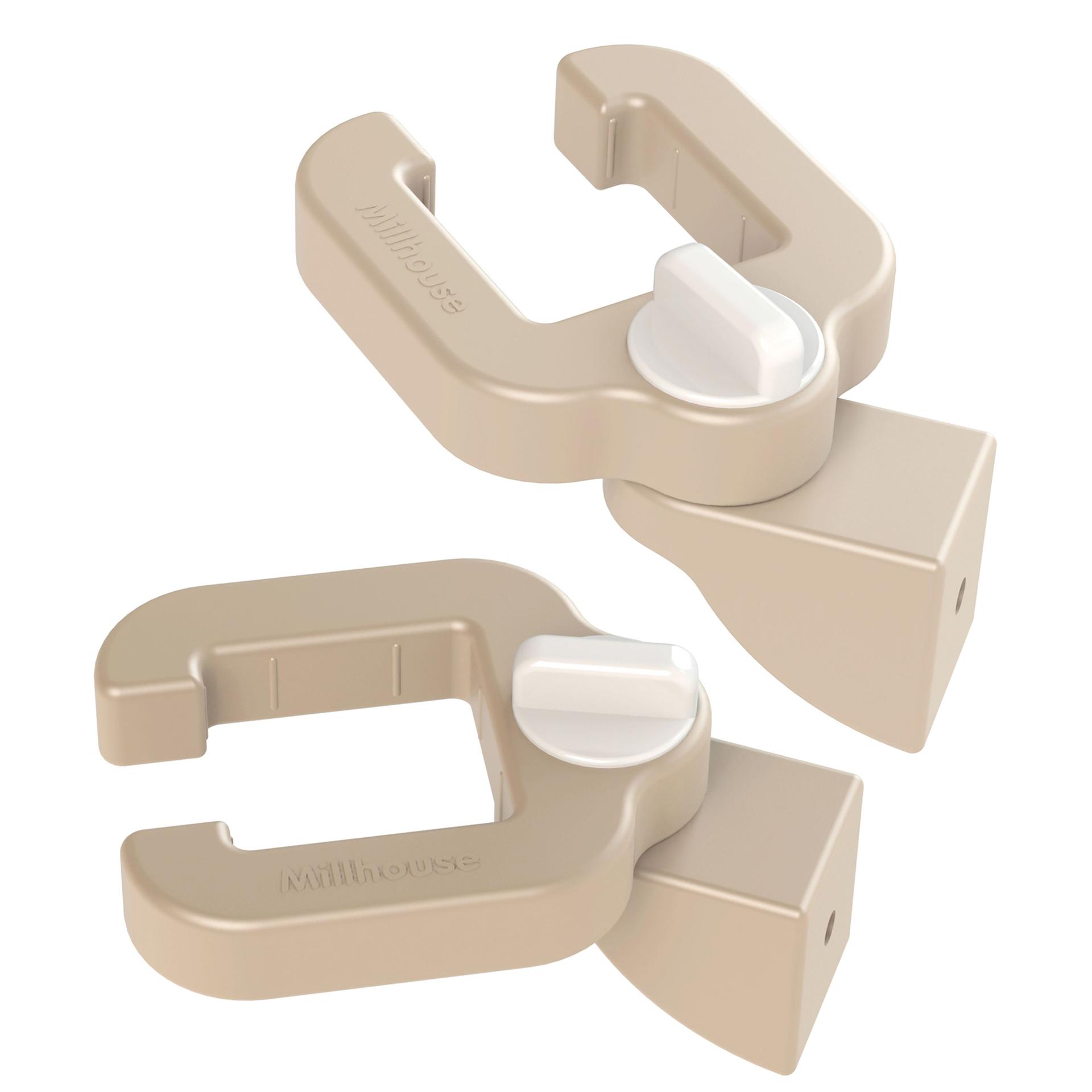 Plastic tool that allows the user to Connect Panels to Furniture, on a white background.