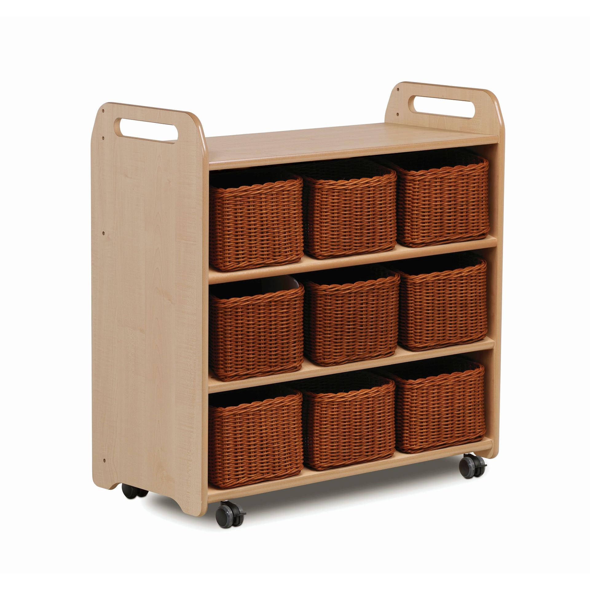 The Mobile Shelf with Mirror Back and 9 Baskets, with a white background.